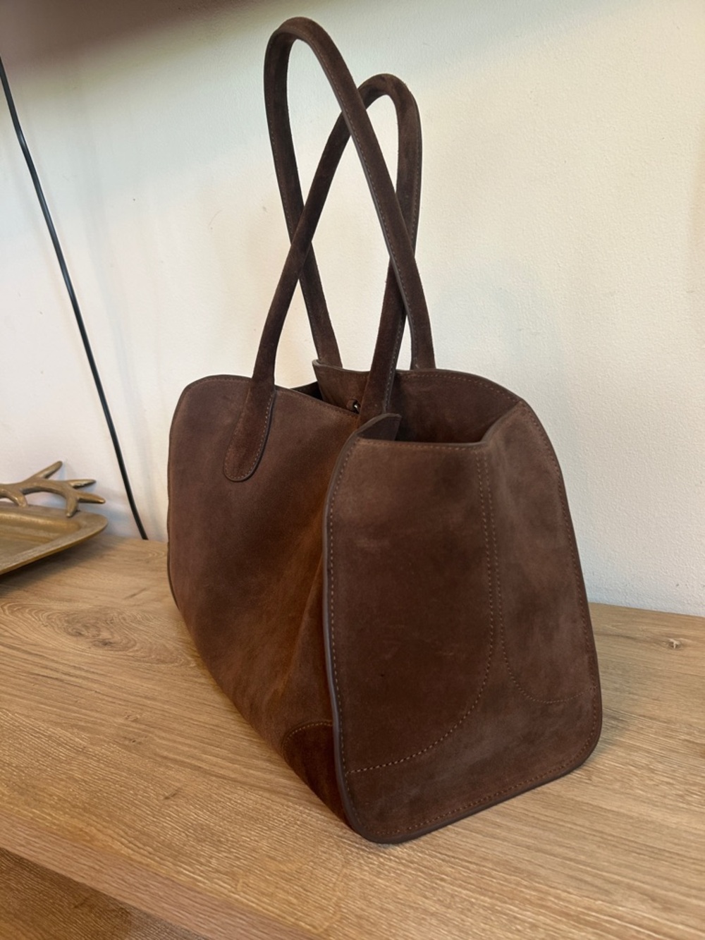 COS Brown Real Suede Shoulder-Handbag - Picture 3 of 10
